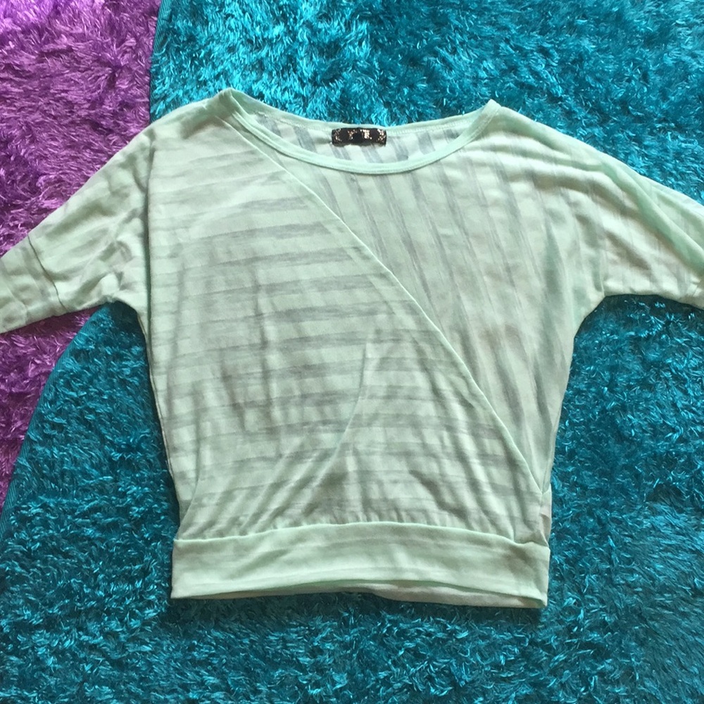 Sheer long-sleeve mint green top - Picture 1 of 7